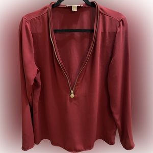 Michael Kors locket zipper long sleeves blouse